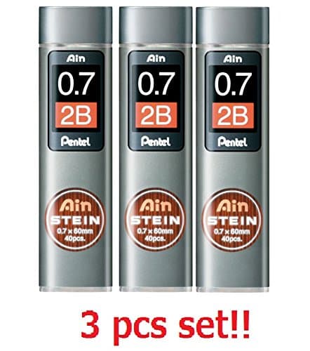 [3 set!!!] Pentel Mechanical pencil core replacement Ain Stein 0.7mm 2B 40leads×3 C277-2B from Japan