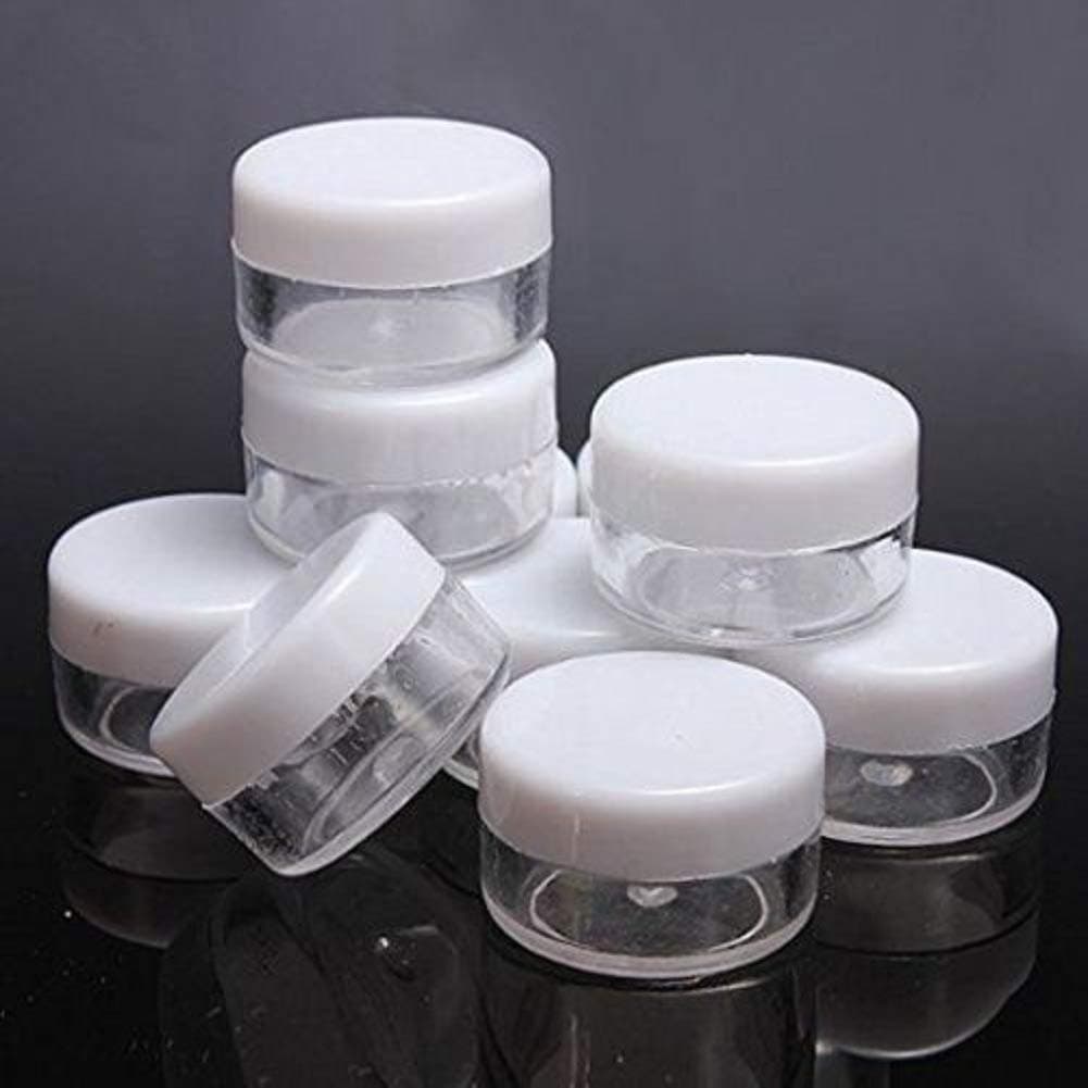 Cheap4uk 10Pcs Empty Sample Containers Jar Pot Cosmetic Pots Plastic Small Travel Jars for Sample/Makeup/Cream/DIY Containers/Lip Balm/Lotion Containers