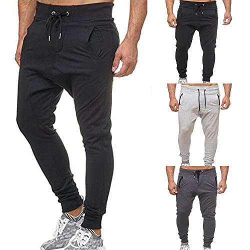 Men Pants Daoroka Men's Casual Plus Size Long Tether Elastic Solid Jogger Slacks Athletic Running Trousers