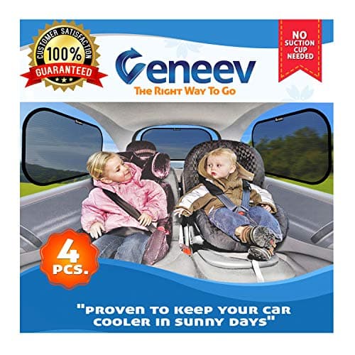 Car Sun Shades for Side and Rear Window (4 Pack) - Car Sunshade Protector - Protect your kids and pets in the back seat from sun glare and heat. Blocks over 98% of harmful UV Rays - Easy to Install,