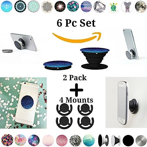 Pop Phone Grip Phone Grip Set (6 Piece) with 2 Piece Tablet Cell POP and 4 Universal Hands Free Mount - Celebration