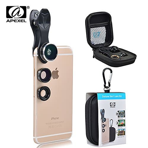 BPSMedia 3 in 1 HD Mobile Phone Camera Lens Kit, 198° Fisheye Lens, 0.63X Wide Angle Lens, 15X Macro Lens, Universal Clip On Cell Phone Lens for iPhone, Samsung &amp; Most Smartphone …