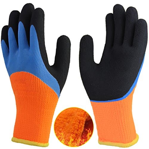 Cold Weather Work Gloves, Double Coating Non-Slip Water-Proof Safety Gloves, Warm Comfortable Grip for Outdoor Garden Construction Fishing Cleaning Heavy Duty Men Multipurpose Use.