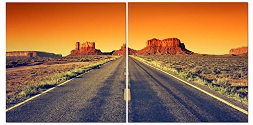 Desert Wall Art Decor - 2 Piece Set, Decorative Framed Desert Road Landscape Canvas Art Multi Panel Split Prints for Living Room, Kitchen, Bedroom, Office & Home Decor Gift