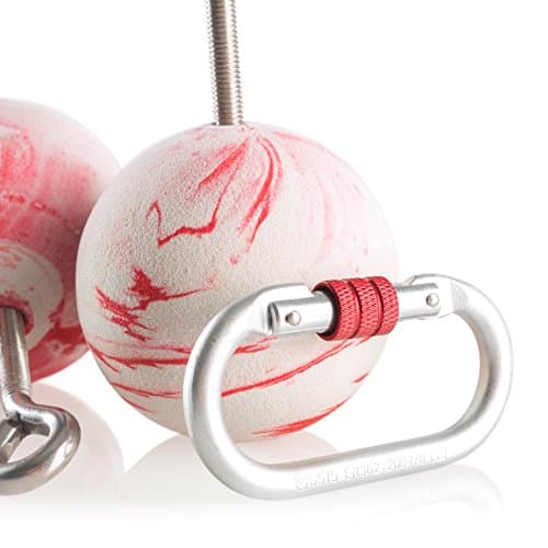 Two 3.5" Climbing Bomb Ball Holds, Perfect Size Ring Grips! Easy on Hands for Pull Ups, Bouldering Training, Gymnastics, Ninja Warrior Workout Equipment &amp; Rock Climbing (3.5" &amp; Carabiner)