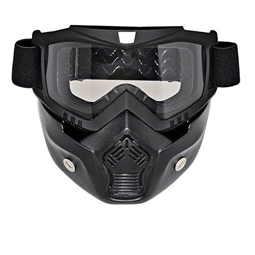 New Modular Mask Detachable Goggles And Mouth Filter Perfect for Open Face Motorcycle Half Helmet or Vintage Helmets (Clear)