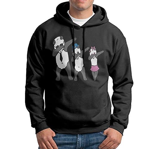 Men's Pullover Hooded Sweatshirt Panda Dance Cartoon Printed Design