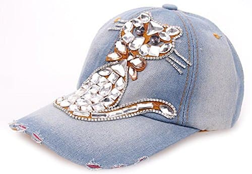 Coolzdt Multiple Cute ANIMALS Bling Rhinestone Adjustable Strapback Hats Baseball Cap Denim (19 Style)