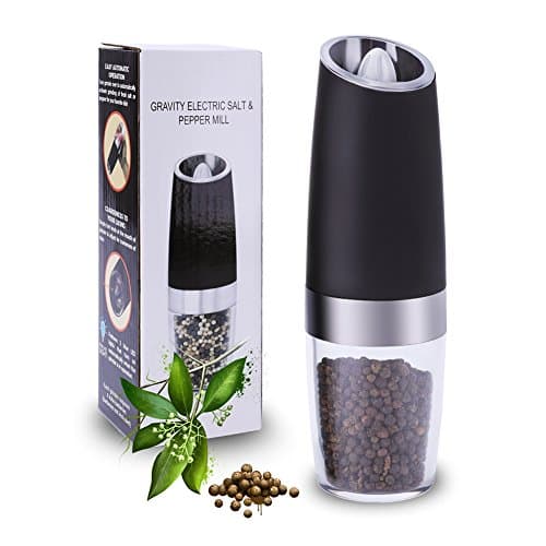 MCKAUL Gravity Salt and Pepper Grinder - Electric Salt Mill - Automatic Pepper Shaker with LED Adjustable Ceramic Rotor - Suit for Arthritic