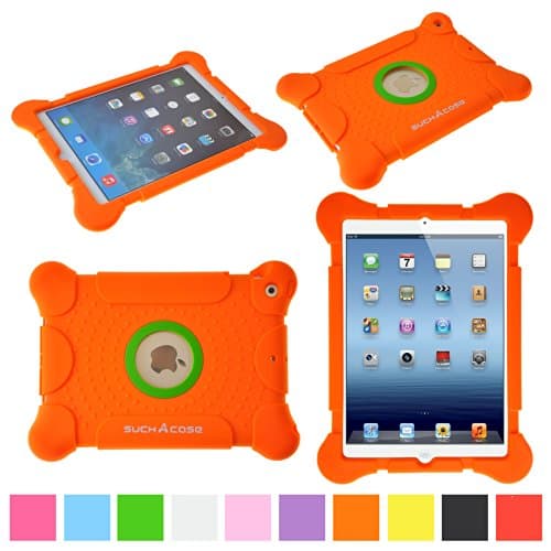 suchAcase Reader Series Kids Friendly Baby Safe Heavy Duty Soft Protective Case for Apple iPad Air (Orange)
