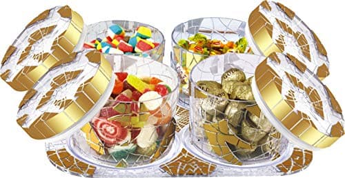 SARANGWARE Glimmer Airtight Dry Fruit Box 4 Pcs Set with One Tray, Gold
