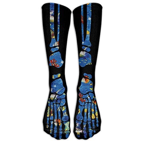 ThunderSocks Men&amp;Women Skeleton Bone Seaworld Fish Turtle Hallowmas All Sport Stocking Socks Athletic Sock Shoe Size 6-10 One Size