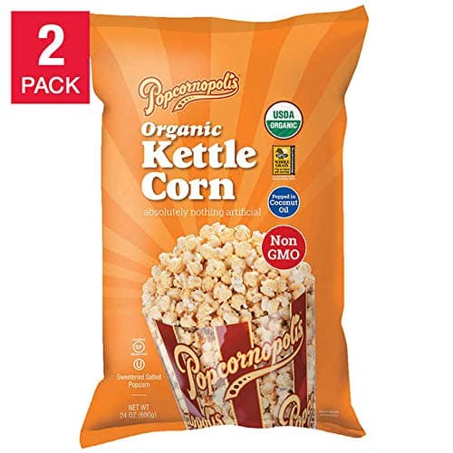 Popcornopolis ( 2 PACK ) Organic Kettle Corn Large 24 Ounce Bag Each