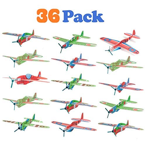 VCOSTORE Flying Glider Planes 36 Pack, 8 inch Easy Assembly FlyingToy for Kids & All Ages, Party Favors for Birthday Party, Carnival Prizes, School Classroom Rewards for Kids Handout Bag Fillers