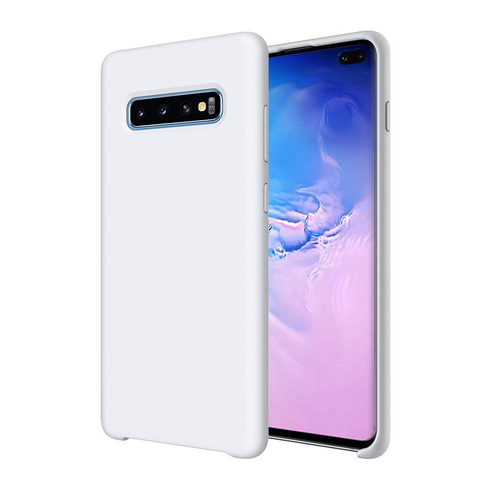 Galaxy S10 Plus Silicone Case, Soft Touch, TIAMAT Liquid Silicone Case with Microfiber Cloth Lining Cushion and Wireless Charging Compatible for Samsung Galaxy S10 Plus (6.4inch) - White