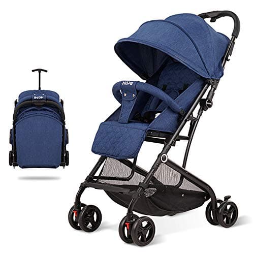 TYUE Stroller Light Wagon, Foldable Stroller, one-Handed Folding, Four-Wheeled cart Made of Steel, Suitable for 0-3 Years Old, Grey, Blue, Green, Pink,Blue
