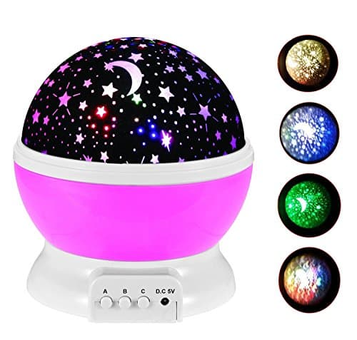 Cosmos Star Projector Starry Star Moon Sky Night Projector Sun and Star LED Night Light Romantic 360 Degree Rotating Galaxy Night Lamp for Baby Kids Lover Friends Bedroom(Pink)