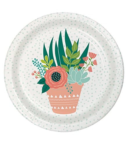 Hello Spring Decor 9" Paper Dinner Plates Package of 8 Succulent Theme