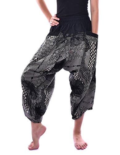 Native pants Men's Spider Pattern Samurai Pants Free Size XS-2XL Black