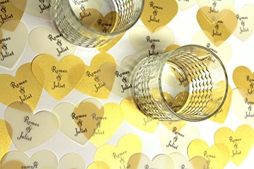 Customized Wedding Confetti - Large oversized translucent confetti hearts - 48 pieces - Printed with your custom names - Wedding Decoration