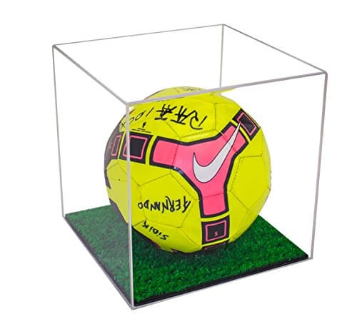 Better Display CasesAcrylic Soccer Ball Display Case with Turf Base