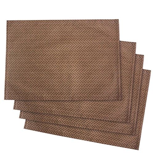Cleib herringbone pattern and water-repellent mats 4 piece sets about 32x45cm Brown FS006