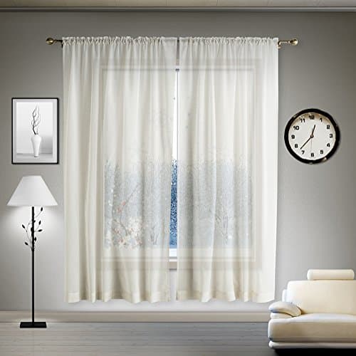 Elegance Voile 84 Inch Window Curtains Sheer Panel Rod Pocket (56x84"/Pack,White)