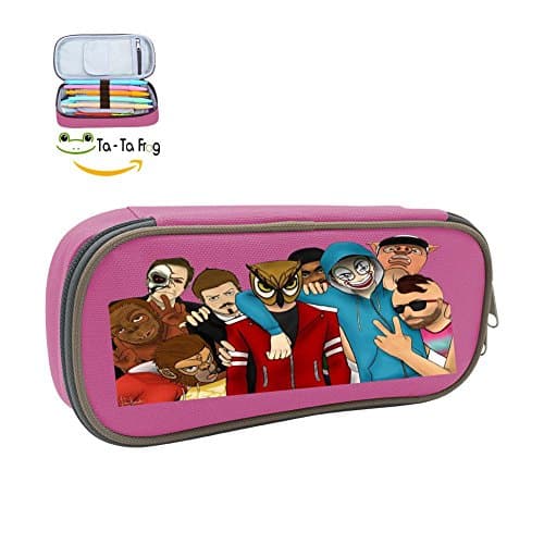 Vanoss Gaming Big Capacity Canvas Pencil Case Holder New Style Printed Multifunction Pen Bag Durable Students Stationery Makeup Pouch Double Zipper Creative Portable Travel Bag Pink