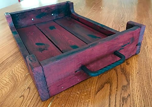 Decorative Red distressed wooden serving tray