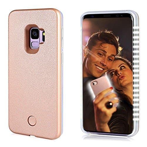 GSY Selfie Led Light Case, Rechargeable LED Light Up Flash Lighting Selfie Case Illuminated Cover [Dimmable Switch] for Samsung S9 (samsung s9, Rose Gold)