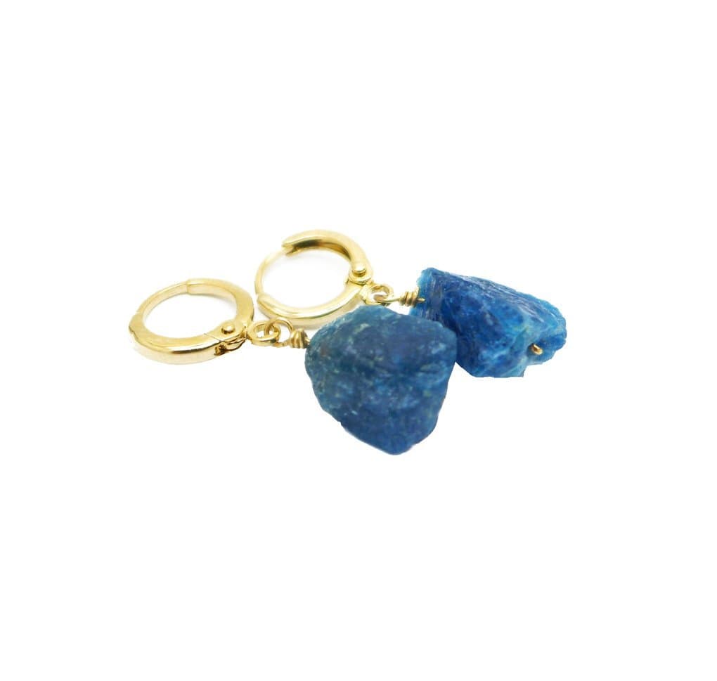 Blue Apatite Gemstone Drop Earrings Gold or Silver