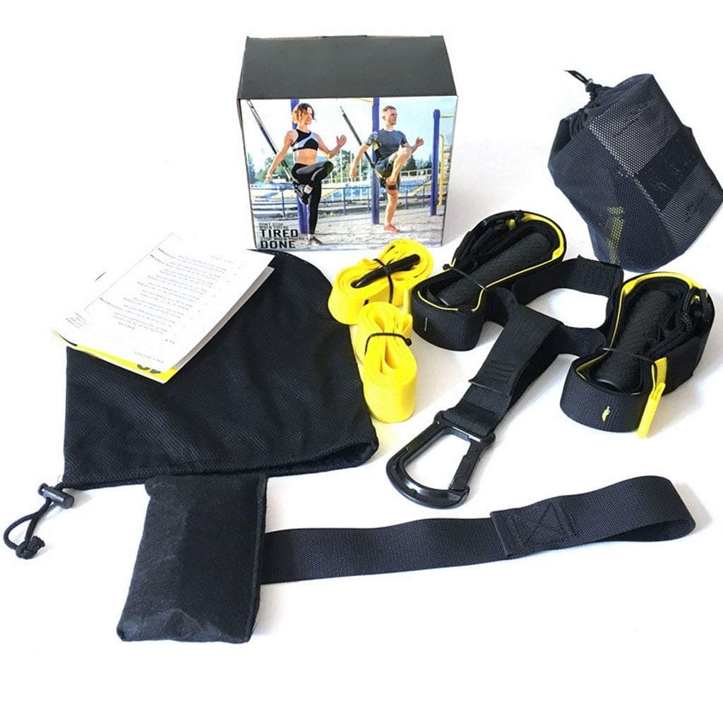 Resistance band combination, resistance band - 5 stackable drawstrings, door anchors, handles, ankle straps, carrying case and exercise guide, resistance training, physical therapy, home exercise, out