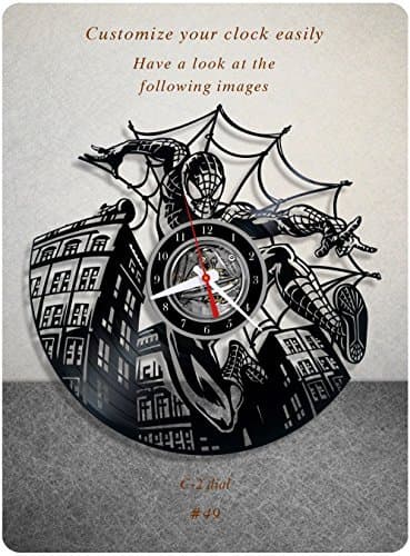 Spider-Man Vinyl Clock Vinyl Wall Clock Vinyl Record Clock Spiderman Marvel Comics Superhero Kids Gift Home Decor Wall Art 049 - (C2)