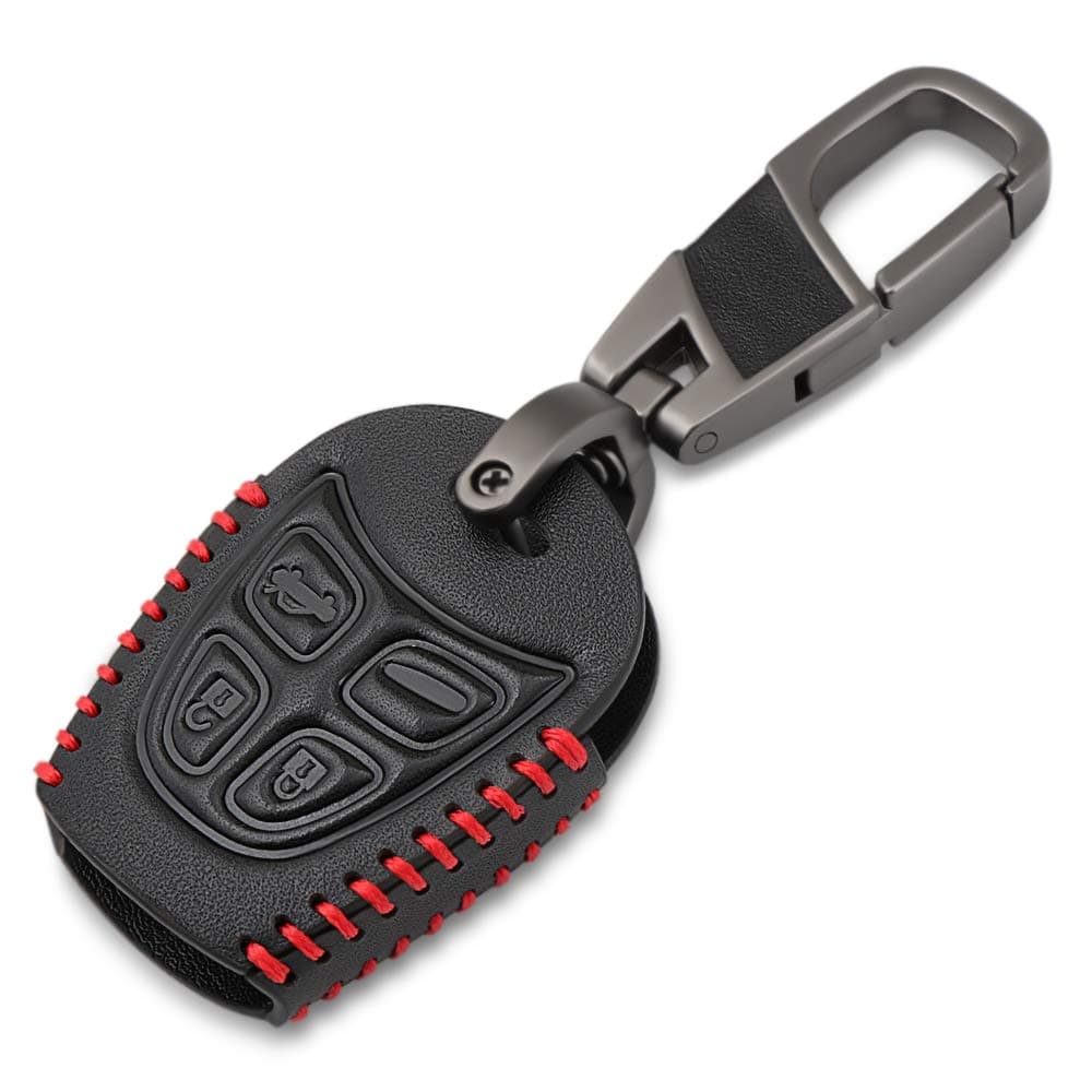 Leather Car Key Case Car Styling 4 Button Key Cover Fit for SAAB SAAB 9-3 9-5 93 95 Keychain Car Key Bag