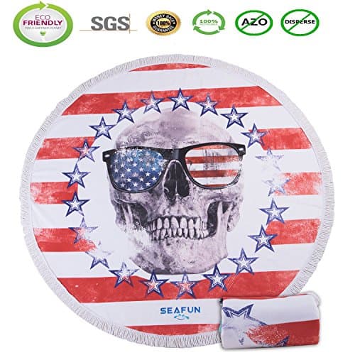 Thick Round Beach Towel Blanket India Mandala Large Microfiber Beach Throw Picnic Tapestry with Tassels Gothic Table Cloth Yoga Mat Beach Blanket Roundie 60 Inch Water-Absorbent Sunscreen Shawl Skirt