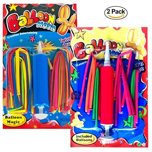 Hi5 - 2 pack-Long Balloon Magic Kit with Air Pump(Large size).With assorted colors Twist and Shape Long Balloons With Air Pump Included. Great for Birthday Party and Events