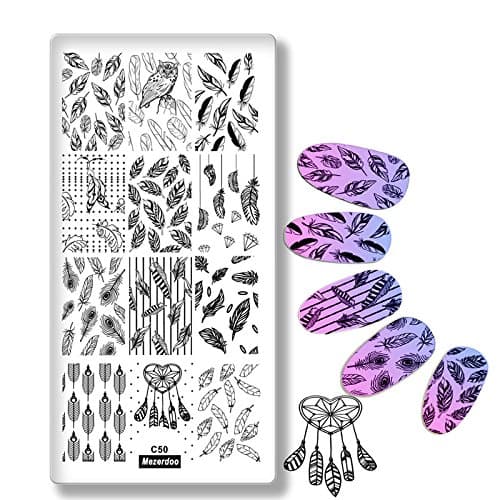 Birds Feather Theme Nail Art Stamp Template Image Plate Stencil Indian Dream Catcher Nail Art Stamp Stamping Makeup Manicure C50