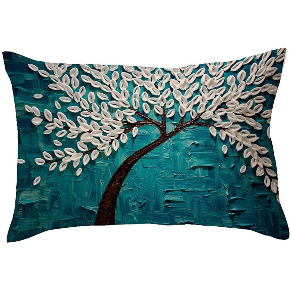 Suo Long Pillow Cases,Pillow Covers Rectangle Flower Tree Pillowcases Cushion Home Car Sofa New (F)