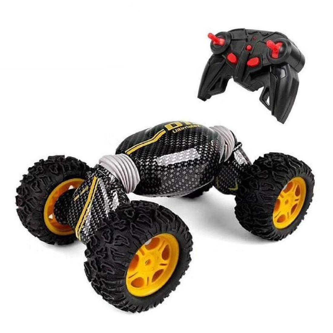 Emob® One Key Deformation Yellow Ultimate 360 Degree Rotation Hyper Tumble Remote Control Toy