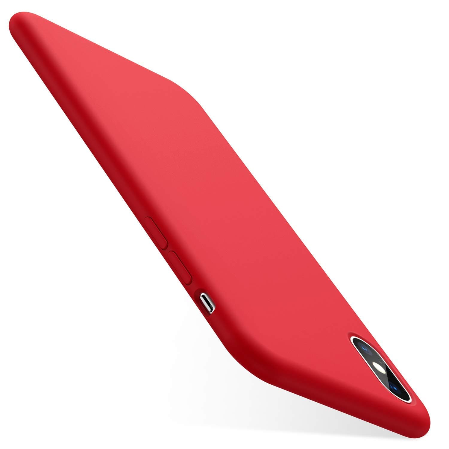 AnsTOP Silicone Case for iPhone X/Xs, Soft Liquid Silicone Phone case Gel Rubber Ultra Slim Fit Shockproof Case Cover with Soft Microfiber Cloth Cushion for iPhone X (2018) (Red)