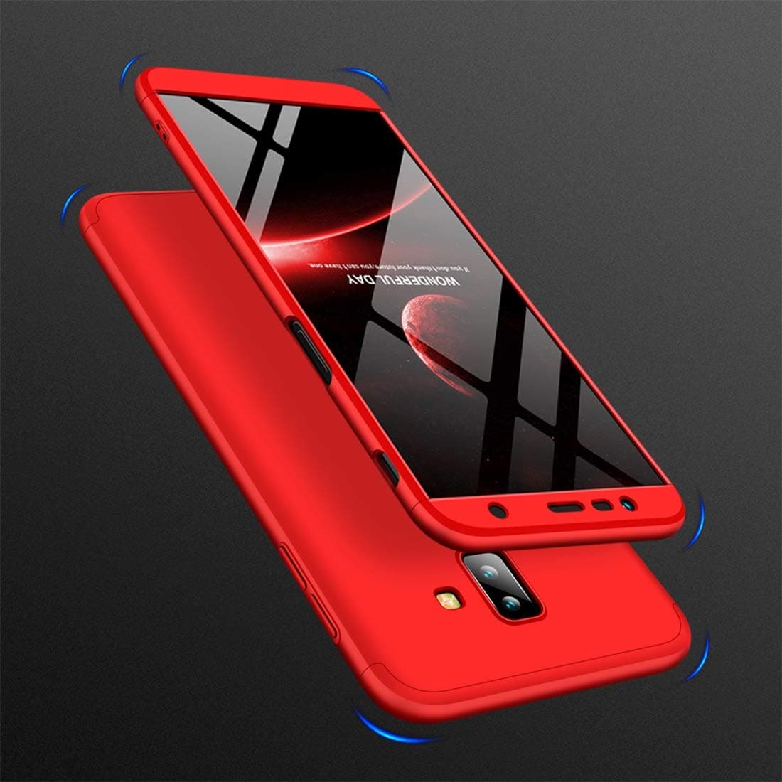 XHC Ultra-Thin Back Case Cover GKK Three Stage Splicing Full Coverage PC Case for Samsung Galaxy J6+ (Black) PC Case (Color : Red)