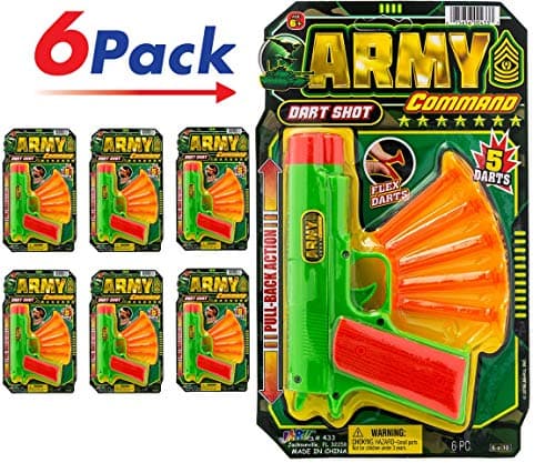 Darts Toy Gun (Pack of 6) by 2Chill | Pull-Back Pistol Action | Item #433-6