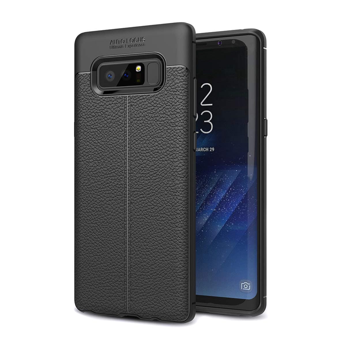 Galaxy Note 8 Case Slim Fit Ultra-Thin Carbon Fiber PU Leather Striae Premium Soft TPU Full Body Cover Protective Anti-Scratch Shock Proof Dust Phone Case Compatible with Samsung Galaxy Note 8(Black)