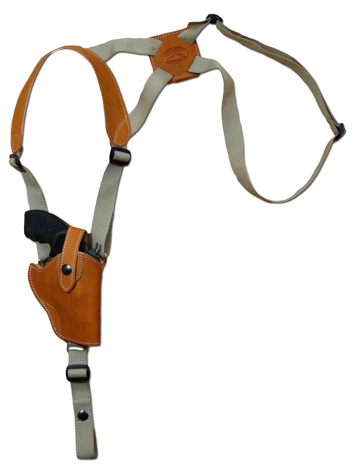 BarsonyNew Saddle Tan Leather Vertical Cross Harness Shoulder Holster for 2-3" Snub Nose Revolvers