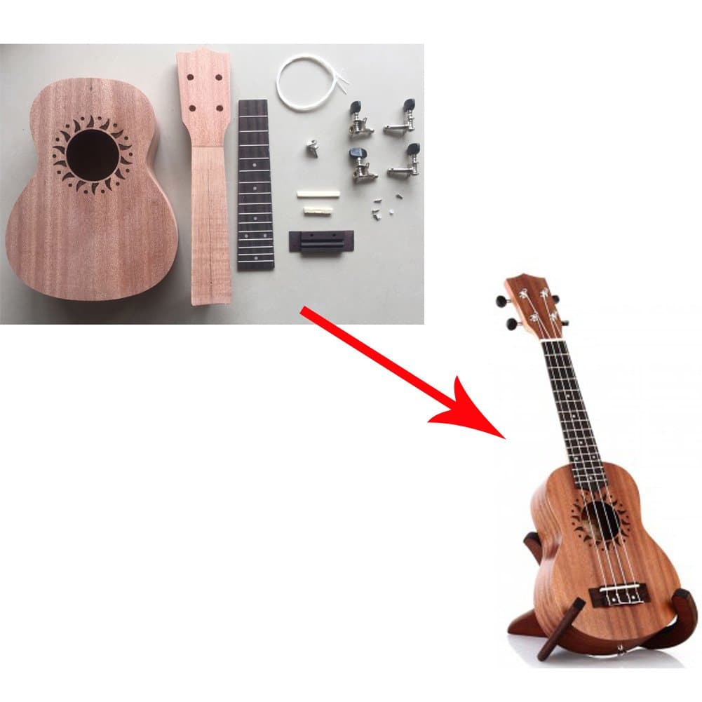 Zimo Soprano Hawaii Ukulele Kit Sapele Four Strings Ukulele Make Your Own Ukulele DIY Ukulele Kit
