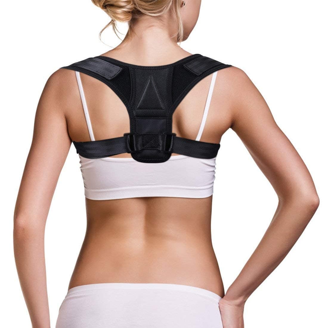JRG Posture Corrector for Men ＆Women,Ultra Comfortable Upper Back Brace Support, Improves Posture and Pain Relief from Neck, Back, (Black-2)