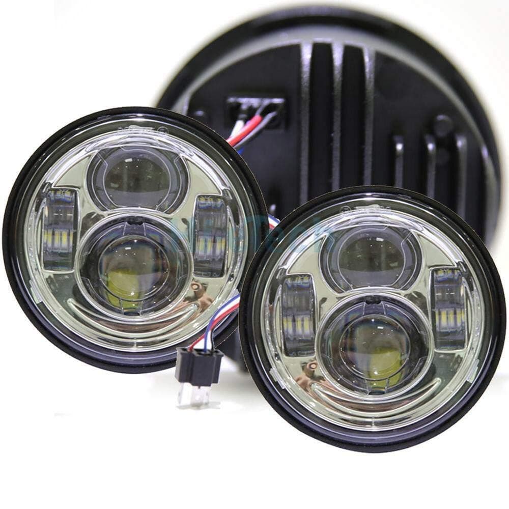 4.65" LED Headlight Twin Dual Projector, Compatible with Harley Dyna Fat Bob FXDF 08-16