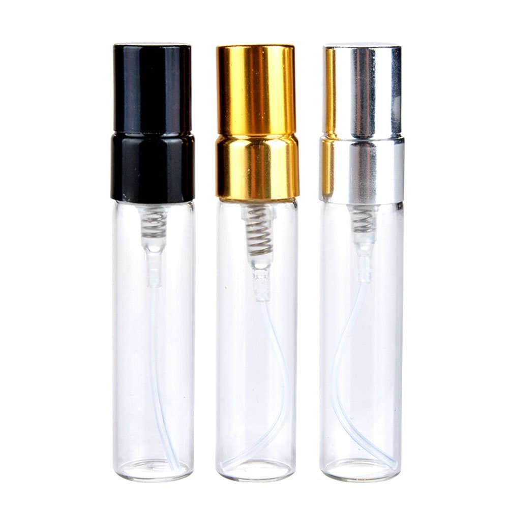 20 Pcs Elegant Refillable Glass Bottle 5ml Makeup Perfume Bottle Essential Oil Bottle Replacement Glass Perfume Bottle with Aluminum Cap for Comestic Liquid, Perfume Random Color