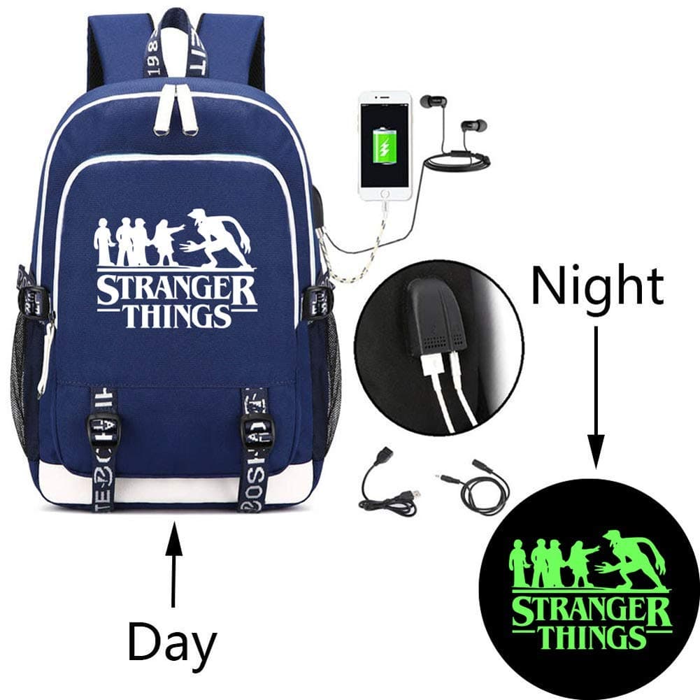 Stranger Things Luminous Backpack Unisex Glowing Bag Laptop Backpack with USB Charging Port
