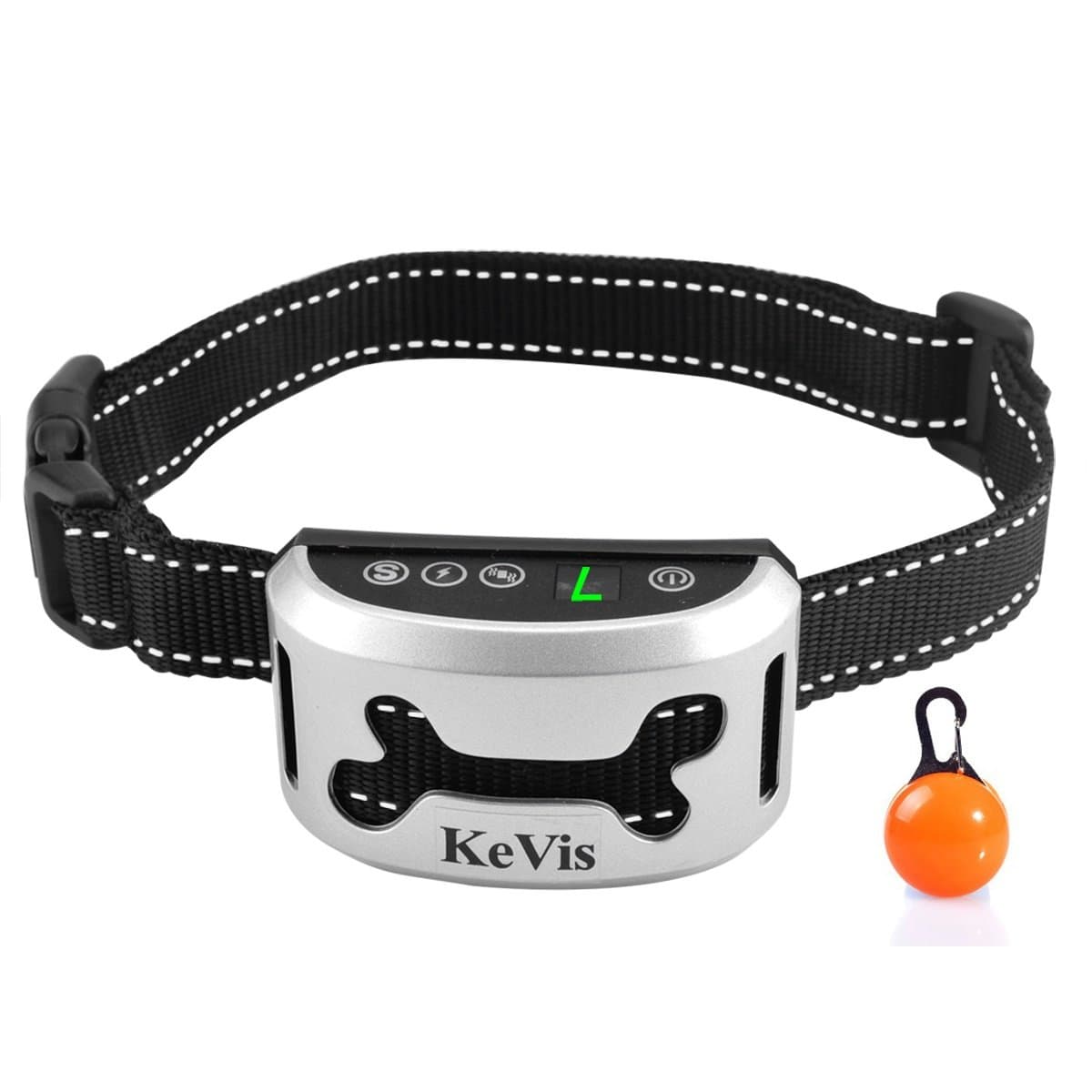 Bark Collar [2018 Upgrade Version] 7 Sensitivity Rechargeable Dog Barking Collar Beep/ Vibration/ Safe Shock or No/ Anti Bark Reflective Collar for Small Medium Large Dogs Bonus Cool Led Tag by KeVis